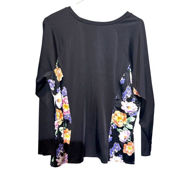Torrid Gold Trim Floral Long Sleeve Rash Guard Size 3 - Picture 2 of 10